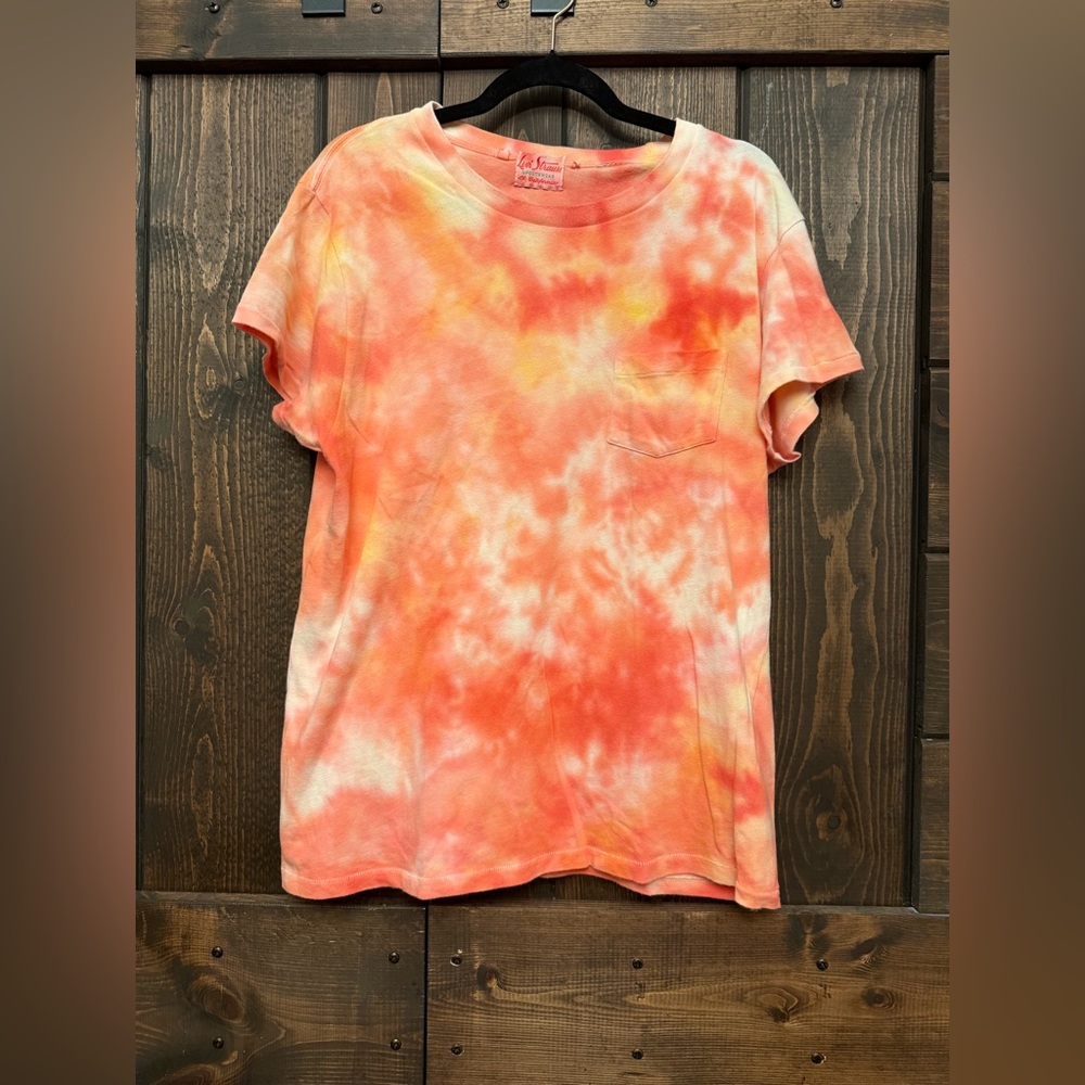 LVC Levi's Vintage Clothing Orange Tie Dye Pocket Tee Single Stitch Seams Size L